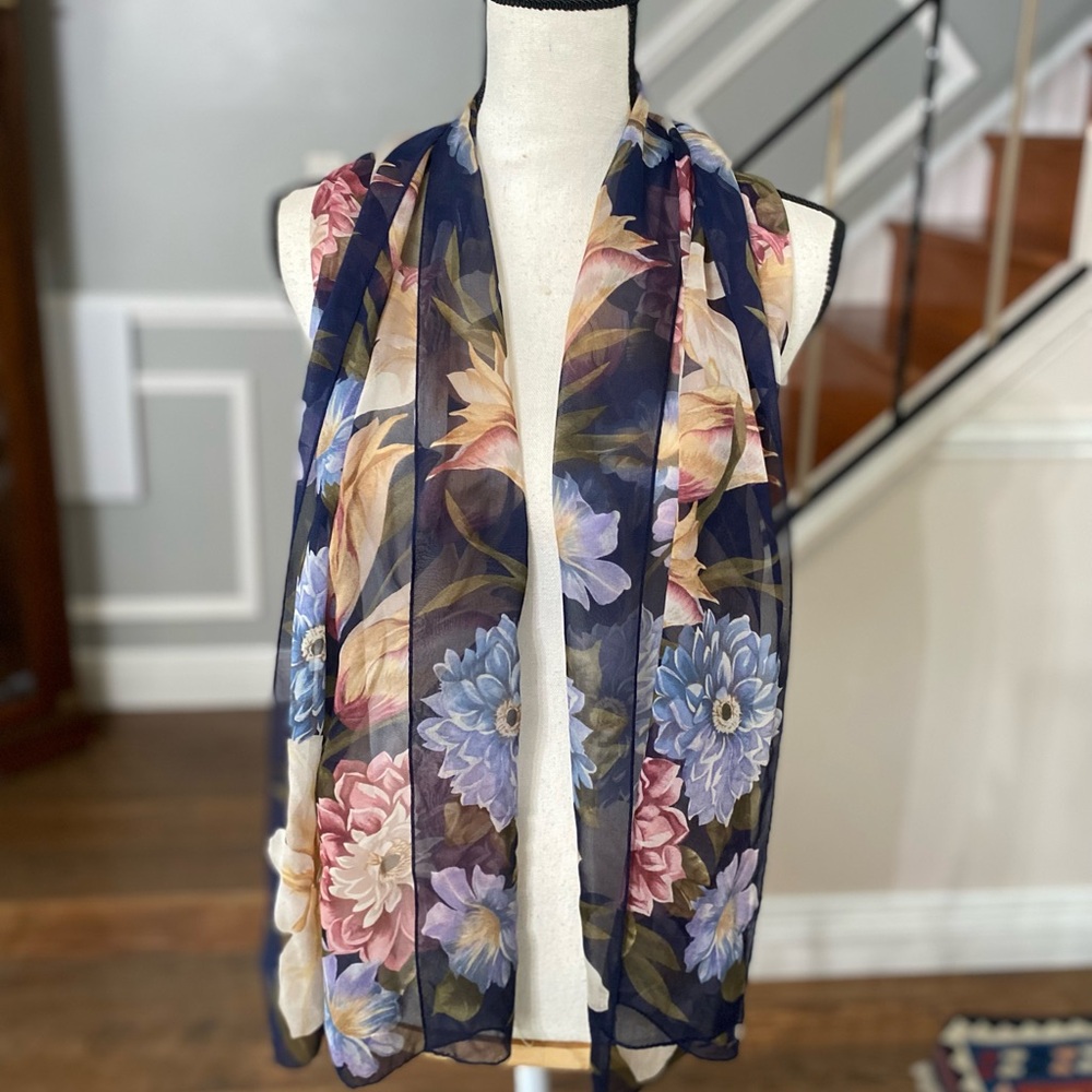Echo Sheer Navy Floral scarf